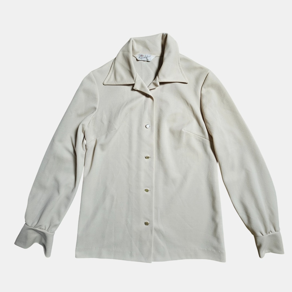 Vintage Donovan-Galvani Long Sleeve Blouse Top S Ivory Old Money Classic 70s‎